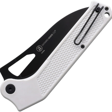 Ontario Knife Company Camp Plus EDC Liner Lock Folding Knife - White
