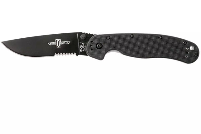 Ontario Knife Company RAT-1 Serrated Folding Knife - Black