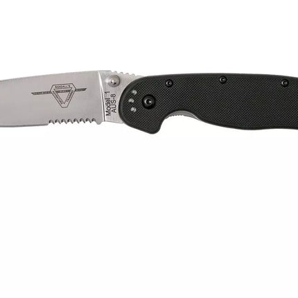 Ontario Knife Company RAT-1 Satin Serrated Folding Knife - Black