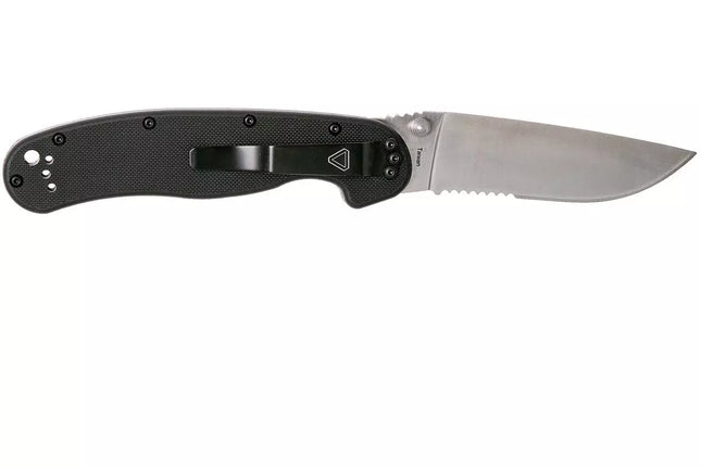 Ontario Knife Company RAT-1 Satin Serrated Folding Knife - Black
