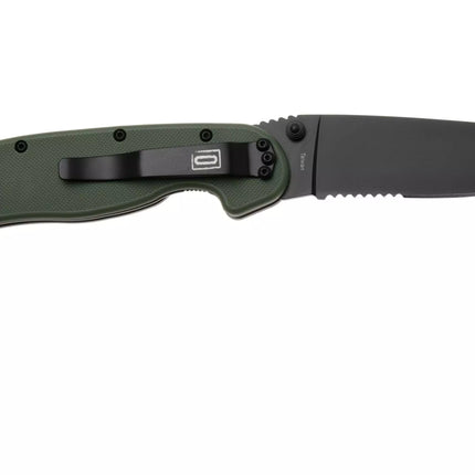 Ontario Knife Company RAT-1  Serrated Folding Knife - Green - Black Blade