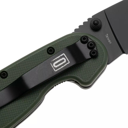 Ontario Knife Company RAT-1  Serrated Folding Knife - Green - Black Blade
