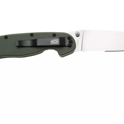 Ontario Knife Company RAT-1 Satin Partially Serrated Folding Knife - Green
