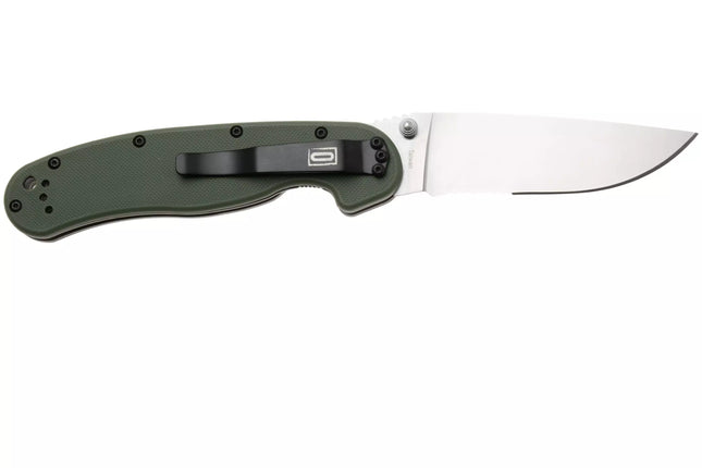 Ontario Knife Company RAT-1 Satin Partially Serrated Folding Knife - Green