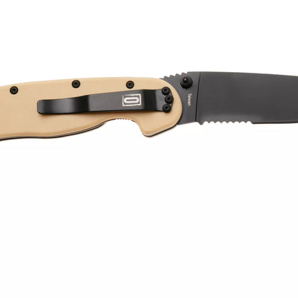 Ontario Knife Company RAT-1 Serrated Folding Knife - Tan - Black Blade