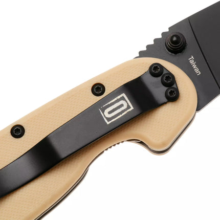 Ontario Knife Company RAT-1 Serrated Folding Knife - Tan - Black Blade