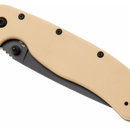 Ontario Knife Company RAT-1 Serrated Folding Knife - Tan - Black Blade