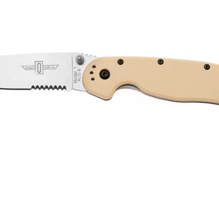 Ontario Knife Company RAT-1 Satin Partially Serrated Folding Knife
