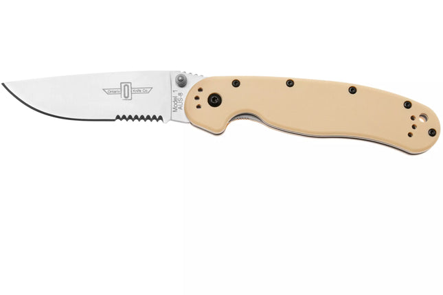 Ontario Knife Company RAT-1 Satin Partially Serrated Folding Knife