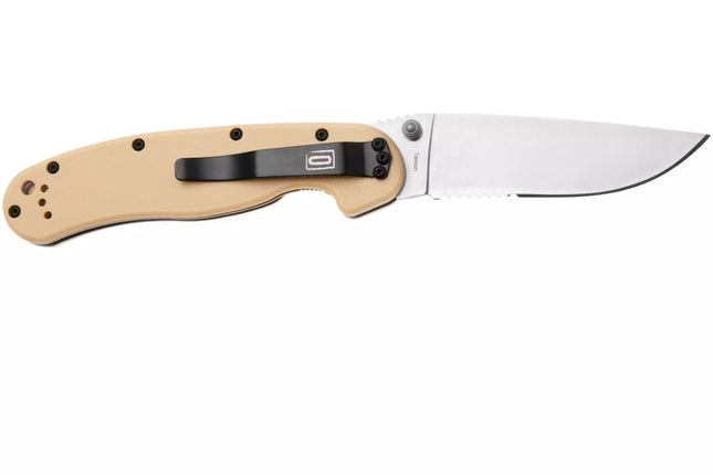 Ontario Knife Company RAT-1 Satin Partially Serrated Folding Knife