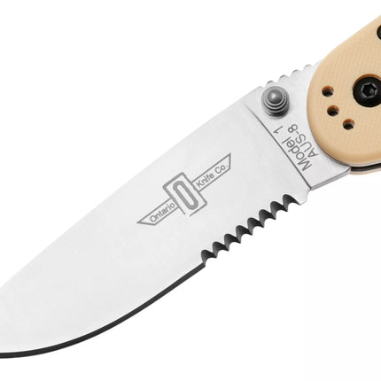 Ontario Knife Company RAT-1 Satin Partially Serrated Folding Knife