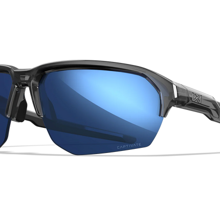 Wiley X Jakl 1 Lens (CAPTIVATE™ Polarized Blue Mirror) | Gloss Crystal Grey Frame