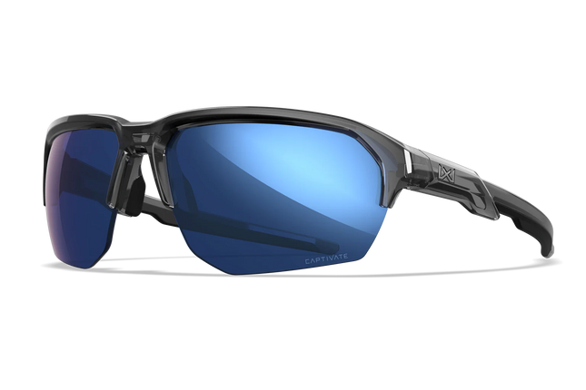 Wiley X Jakl 1 Lens (CAPTIVATE™ Polarized Blue Mirror) | Gloss Crystal Grey Frame