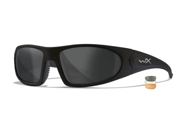 Wiley X Romer 3 - 3 Lens (Smoke Grey + Clear + Orange) | Matte Black Frame