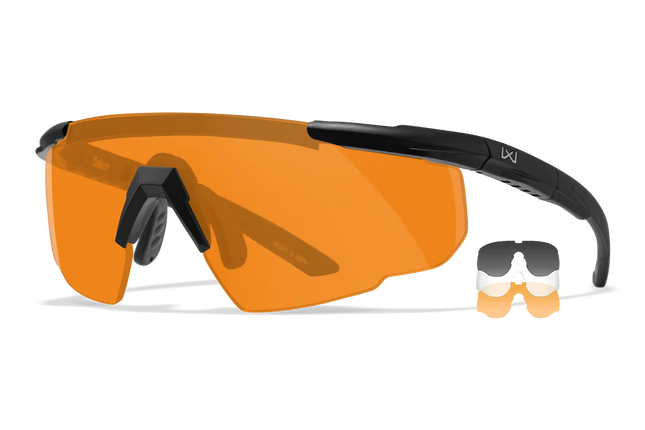 Wiley X Saber Advanced -  3 Lens (Smoke Grey + Clear + Orange) | Matte Black Frame