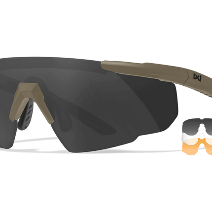 Wiley X Saber Advanced -  3 Lens (Smoke Grey + Clear + Orange) | Tan Frame
