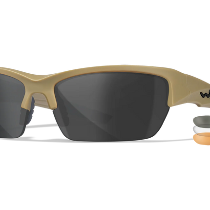 Wiley X Valor - 3 Lens (Smoke Grey + Clear + Orange) | Tan Frame