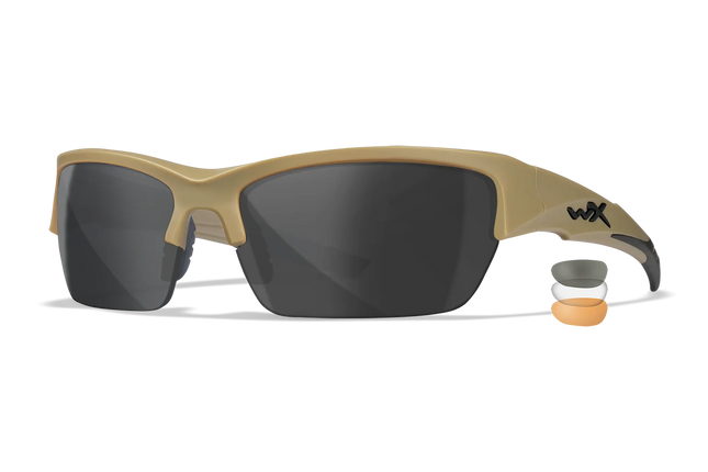 Wiley X Valor - 3 Lens (Smoke Grey + Clear + Orange) | Tan Frame
