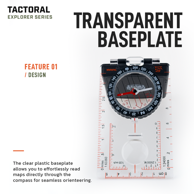 Tactoral Map Compass - Sighting Mirror Baseplate Compass